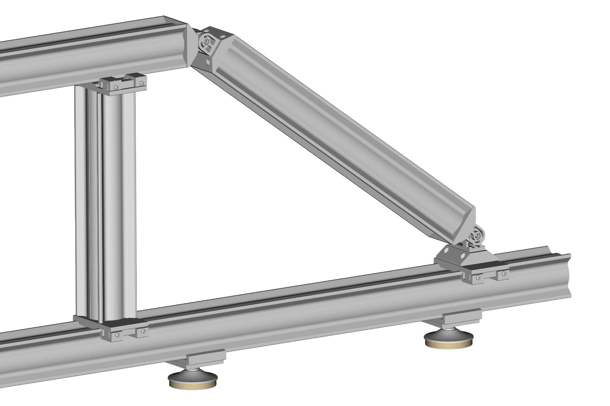 Application example for X 95 Hinged Connector: One connects two X95 Profiles, the other connects a X95 Profil with X 95 Clamping Carrier